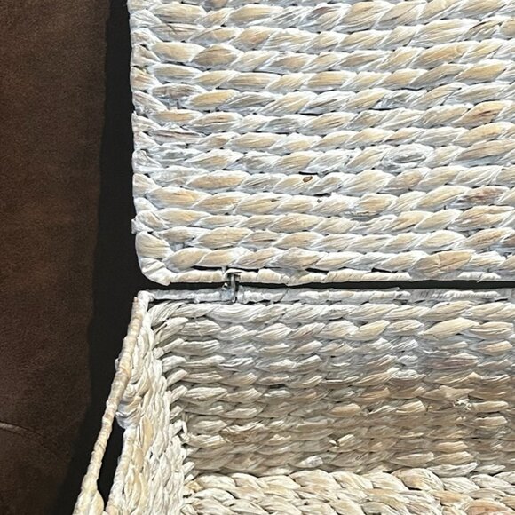 NWT Water Hyacinth Pantry Basket With Lid & Chalkboard Label - Picture 11 of 11